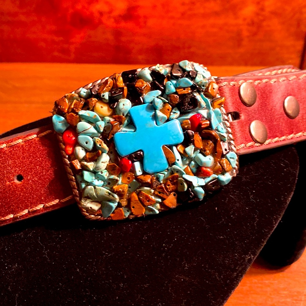 🦋Beautiful Turquoise Leather Belt🦋